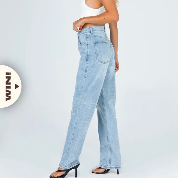 Holly Asymmetrical Straight Leg Jean Light Wash Denim Princess Polly - Picture 3 of 12